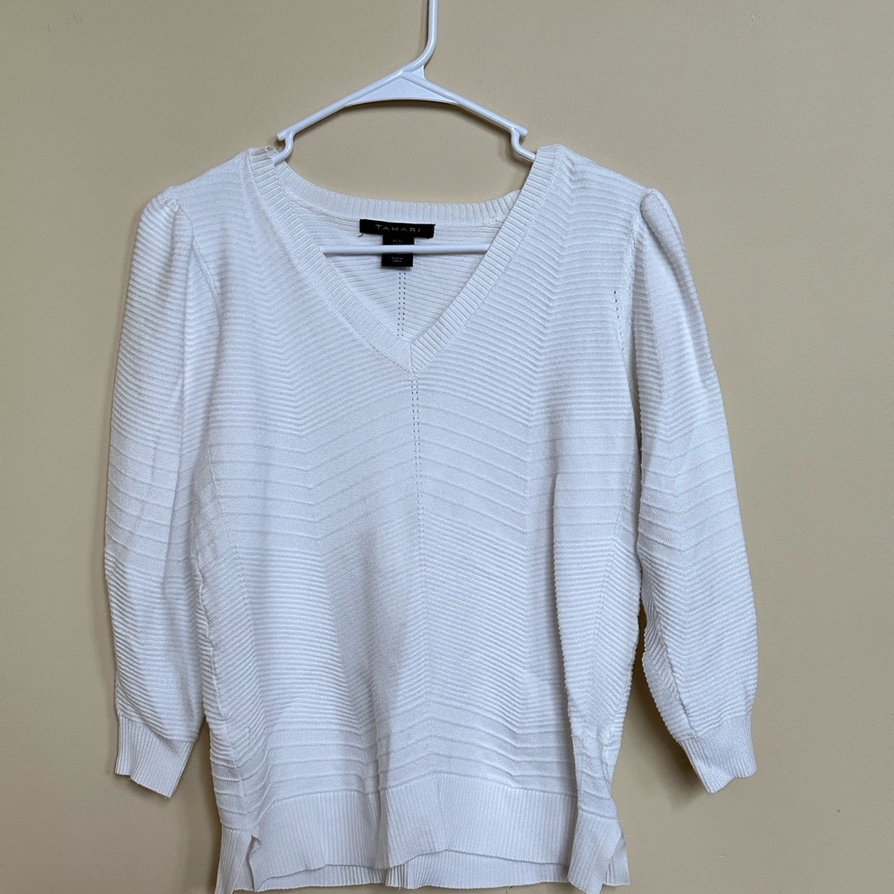 Women's White V-Neck Sweater